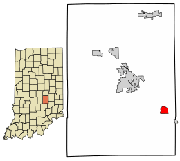 Location of Waldron in Shelby County, Indiana.