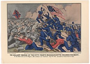 The Gallant Charge of the Fifty-Fourth Massachusetts Colored Regiment (1863), Currier and Ives