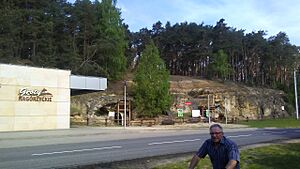 The Nagórzyckie Grottoes in Tomaszów Mazowiecki, central Poland. Polish- Groty Nagórzyckie. Former underground quartz sand mine, now underground tourist route