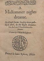 Title page for William Shakespeare's A Midsummer Nights Dream