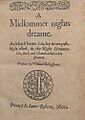 Title page for William Shakespeare's A Midsummer Nights Dream