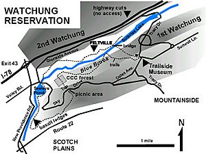 USGS Watchung Reservation map