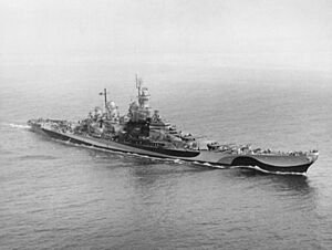 USS Missouri (BB-63) underway in August 1944