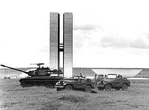 War tanks in Brasilia, 1964