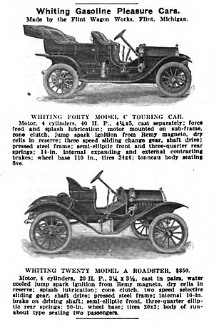 1910 Whiting automobiles by Flint Wagon Works