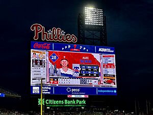 2023 scoreboard at Citizens Bank Park