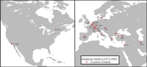 ASALA attacks map