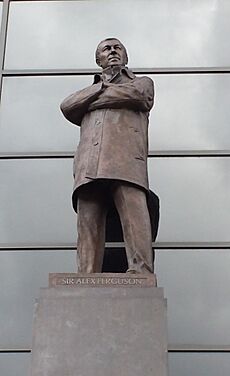 A statue of Sir Alex Ferguson at Old Trafford
