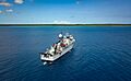 Aerial view of the mothership and the submersible during the Bahama trials