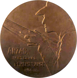 Anzac medal, reverse (Museums Victoria) 1919, transparent