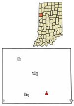 Location of Oxford in Benton County, Indiana.