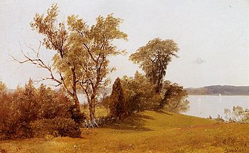 Bierstadt Albert Sailboats on the Hudson at Irvington