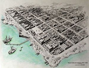 Boceto de como era Nueva Cadiz