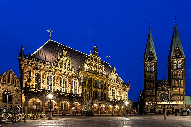 Bremen Rathaus, Roland und Dom-blaue-Stunde-2024-msu-8259-
