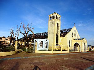 St. James the Apostle Parish Church of Cateel. Shown is the church just after the town was hit hard by the Typhoon Bopha of December 2012.