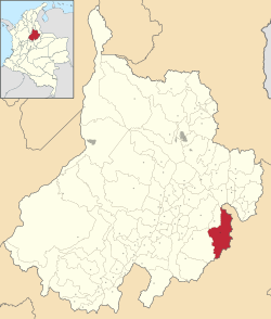 Location of the municipality and town of Onzaga in the Santander  Department of Colombia.