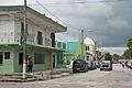 Corozal Town street on a gloomy day