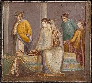 Fresco of women listening to a private musical performance