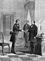 George T. Brown, sergeant-at-arms, serving the summons on President Johnson - sketched by T.R. Davis. LCCN92520335 (1) (3x4)