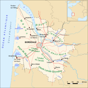 Gironde map routes villes