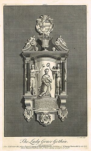 Grace Gethin memorial a 1723 engraving by James Cole