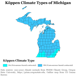 Köppen Climate Types Michigan