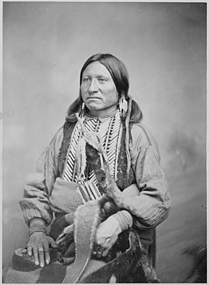 Kicking Bird (Tene'-angpote), a Kiowa chief and grandson of a Crow captive, three-quarter-length, seated, 1868 - 1874 - NARA - 518902.jpg