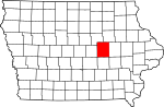State map highlighting Tama County