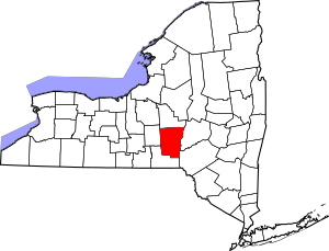 Map of New York highlighting Chenango County