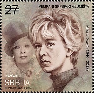Milena Dravić 2021 stamp of Serbia