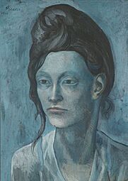 Pablo Picasso, 1904, Woman with a Helmet of Hair, gouache on tan wood pulp board, 42.7 x 31.3 cm, Art Institute of Chicago