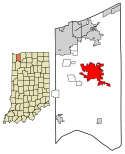 Location of Valparaiso in Porter County, Indiana.