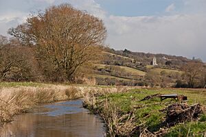 Rhyne pointing towards Moorlinch Church - geograph.org.uk - 1706746
