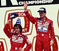 Senna and Prost on the podium, Montreal 1988 (Cropped)