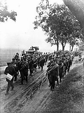 Soviet forces marching through Poland in 1939