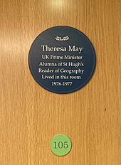 St Hughs College Oxford - Theresa May plaque