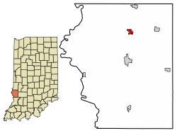Location of Shelburn in Sullivan County, Indiana.