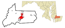 Location in Wicomico County and the state of Maryland