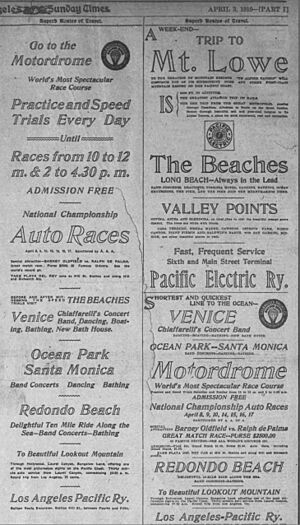 "Go to the Motordrome " Newspapers.com, The Los Angeles Times, April 3, 1910