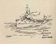 06 pen and ink drawing by Thomas Tendron Jeans for his book Ford of HMS Vigilant