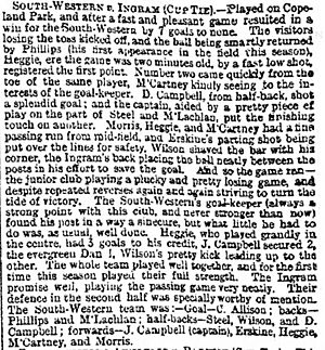 1880–81 Scottish Cup 1st Round, South-Western 7–0 Ingram, Glasgow Herald, 13 September 1880, p. 3