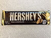 2019-02-07 11 36 37 A Hershey's Milk Chocolate Bar with Almonds with the wrapper still on in the Franklin Farm section of Oak Hill, Fairfax County, Virginia.jpg