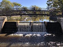 2023-10-13 11 03 51 The pedestrian bridge over the spillway of Peddie Lake in Hightstown, Mercer County, New Jersey