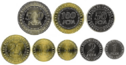 Currency coins of the Central African CFA franc.