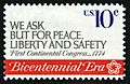 American Revolution Bicentennial We Ask But For Peace... 10c 1974 issue U.S. stamp