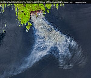Barrington Lake Fire with massive smoke plume, Nova Scotia, Canada - 29 May 2023 (52939602490)