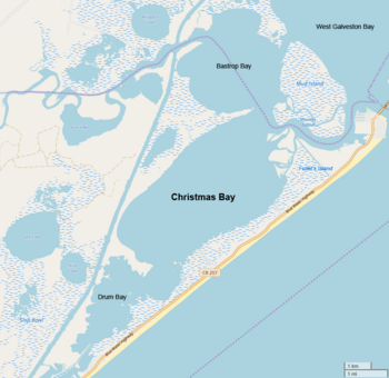 Map of Follet's Island and Christmas Bay