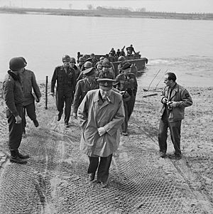 Churchill on the east bank of the Rhine