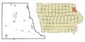 Clayton County Iowa Incorporated and Unincorporated areas St. Olaf Highlighted