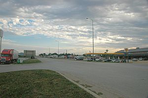 Commercial district in Murdo, looking north from the I-90/US 83 interchange, August 2008